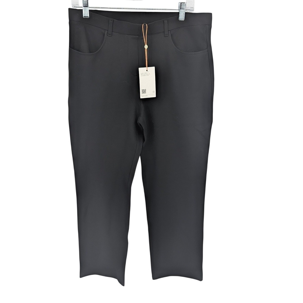 Quince Smart 5-Pocket Pants Women Large Black Petite Straight Leg Stretch Ponte